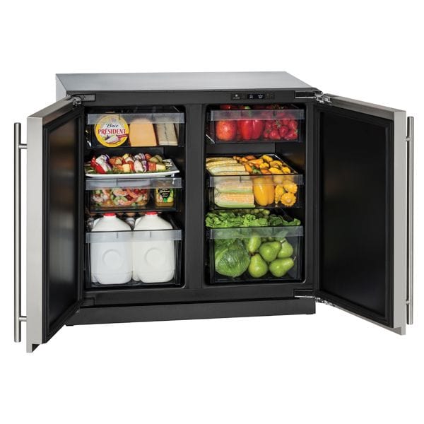 U-Line 3036RR 36" Refrigerator Dual Zone Integrated/Stainless Solid Wine Coolers Empire