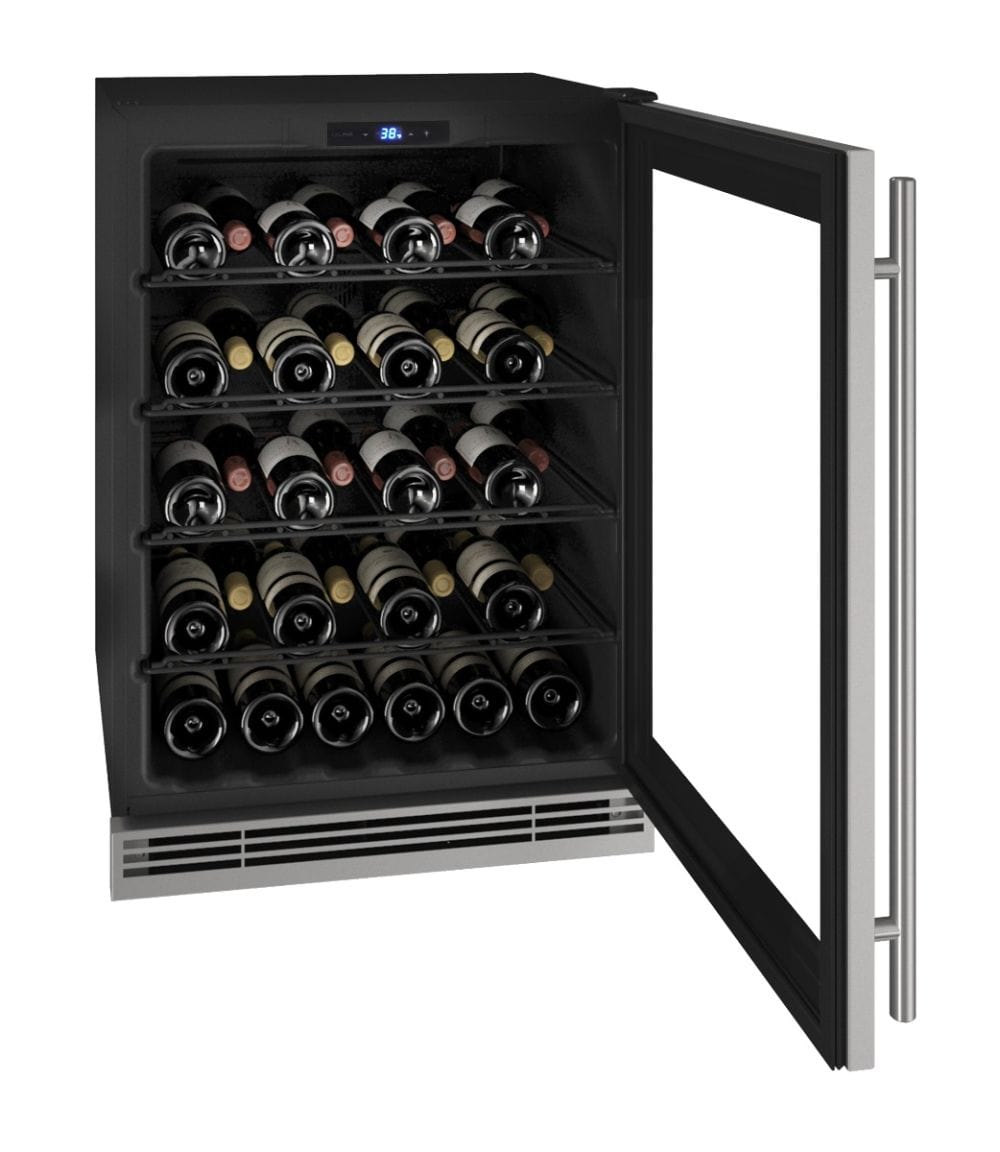 U-Line HWC024 24" Wine Refrigerator Reversible Hinge Stainless Frame Wine Coolers Empire