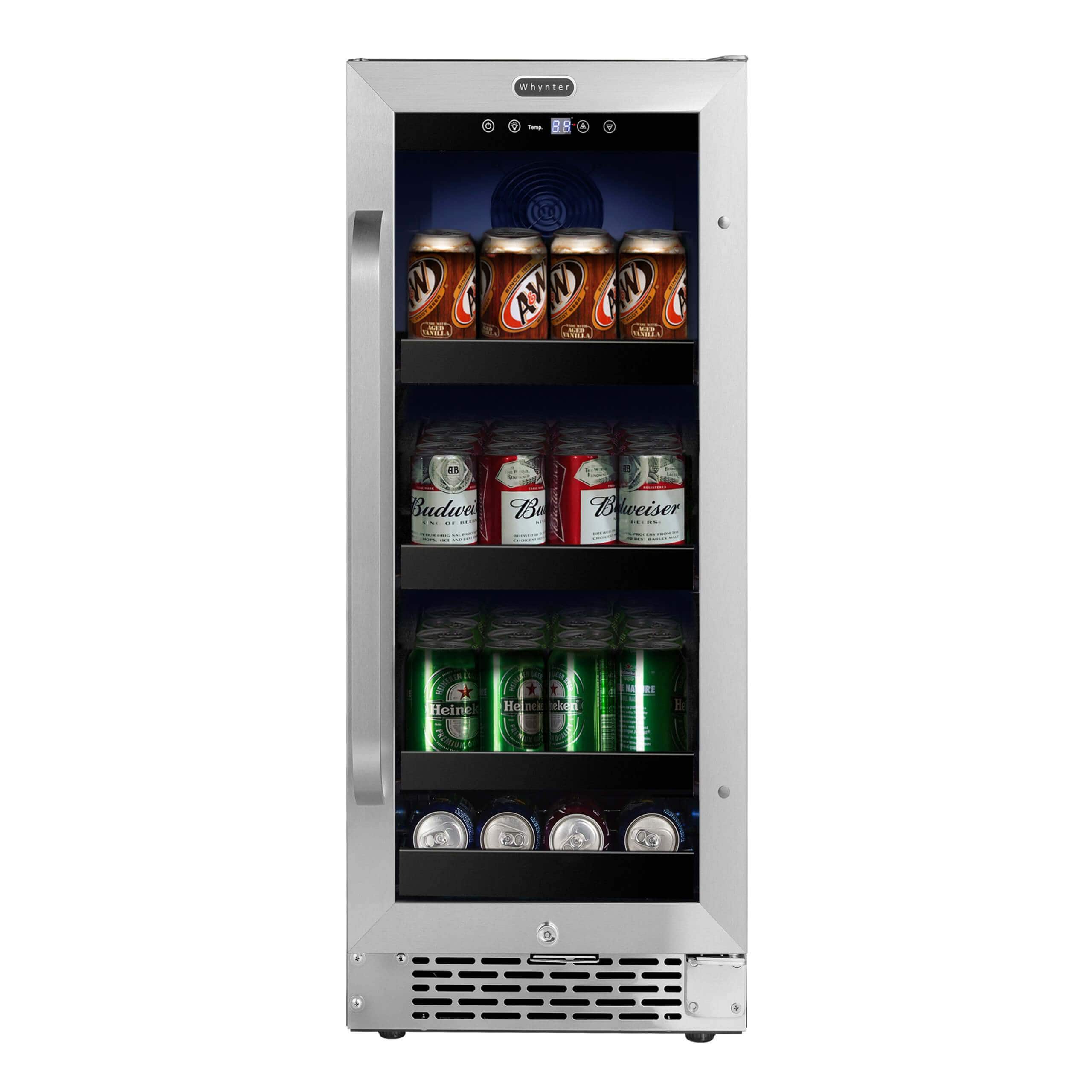 Whynter 15 inch Built-In 80 Can Undercounter Stainless Steel Beverage Refrigerator with Reversible Door BBR-838SB Wine Coolers Empire