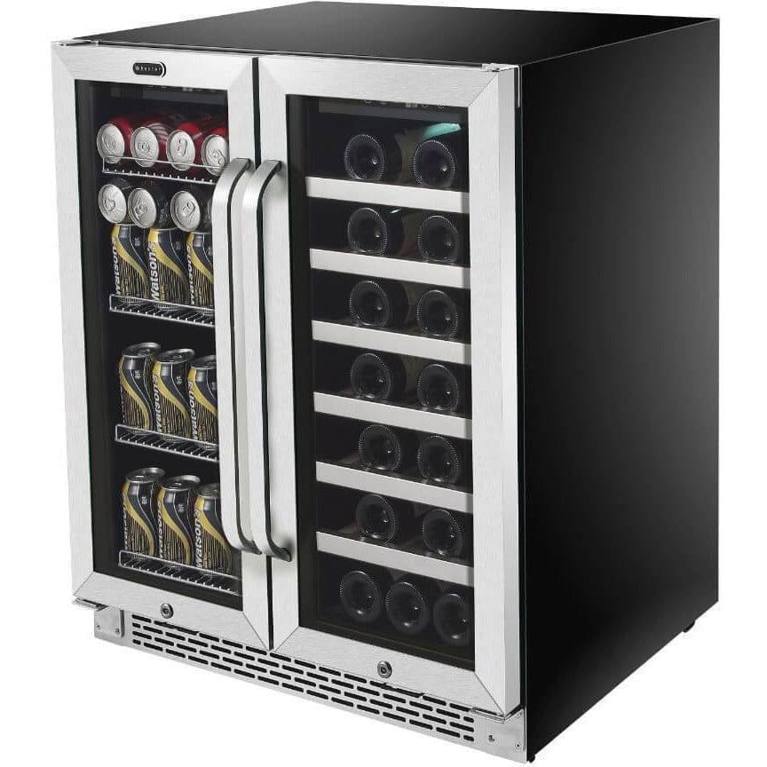 Whynter 30″ Built-In French Door Dual Zone 33 Bottle Wine Refrigerator 88 Can Beverage Center BWB-3388FDS Wine Coolers Empire