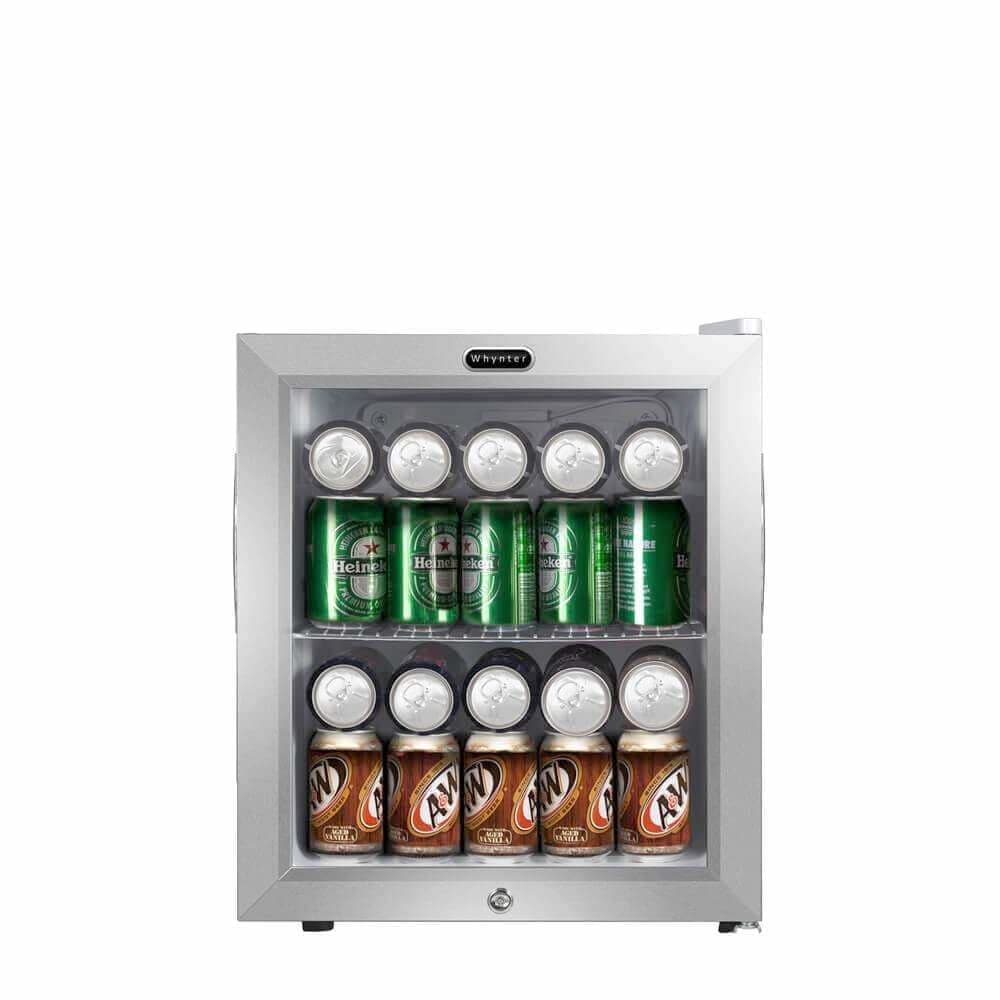 Whynter 62 Can Capacity Stainless Steel Beverage Refrigerator with Lock BR-062WS Wine Coolers Empire