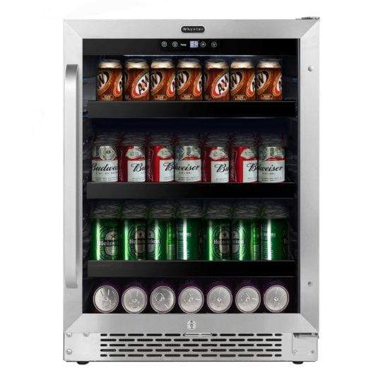 Whynter Built-In 24 inch 140 Can Undercounter Stainless Steel Beverage Refrigerator with Reversible Door BBR-148SB Wine Coolers Empire